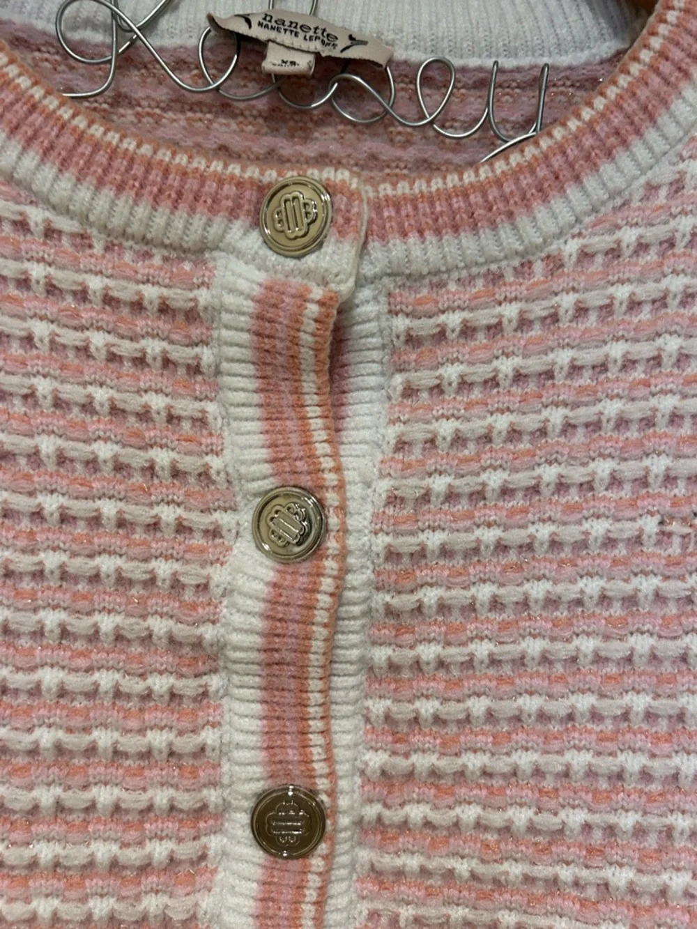 Nanette Lepore Pink & White Knit Women’s Cardigan Jacket Size XS - Picture 5 of 6